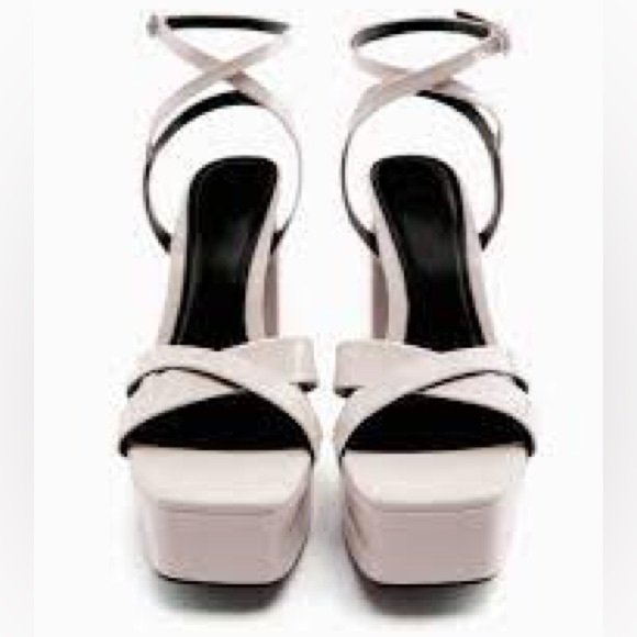 Zara Beige Patent Leather Platform High Heel Sandals - Picture 3 of 10